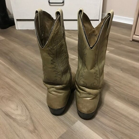 Double H Men's Cream Leather Western Boots Size 8 - Picture 4 of 7